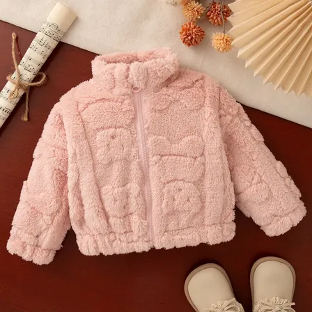 Campera Térmica Sherpa Unisex Para Bebé Con Cierre Rosa 12-18m