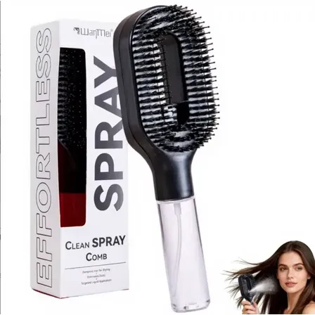 Cepillo Desenredante Spray 2 En 1 Antifrizz Hidratacion Negro