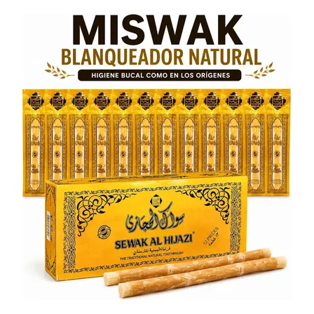 Cepillo Natural Organico Miswak Al-sudais Al-hijazi X1 Uni Naranja Claro