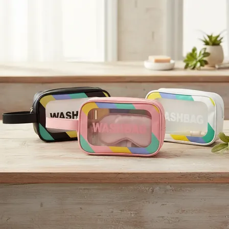 Set X 3 Neceser Washbag Pequeños Porta Cosmético Negro Liso