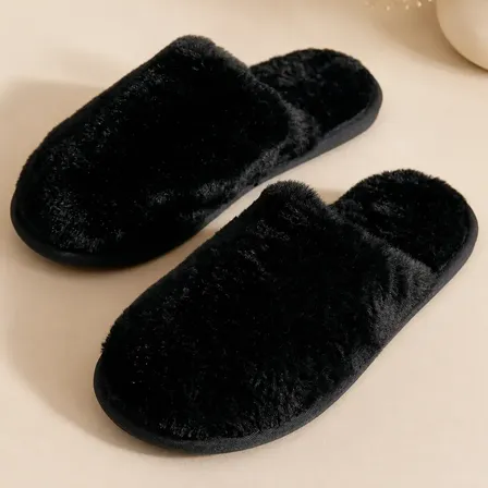 Pantuflas Mujer Peluche Corderito Suave Abrigadas Invierno Chocolote Liso 39/40