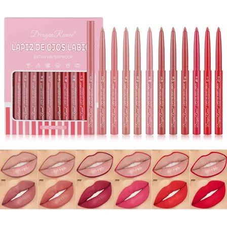Delineador Labial Mate Resistente Al Agua X12 12-color Suit