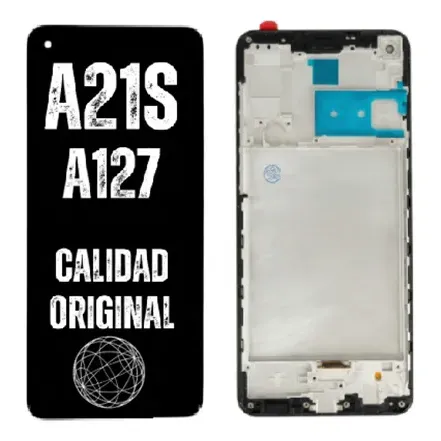 Modulo Pantalla Para Samsung A21s - A217 Display Con Marco Negro