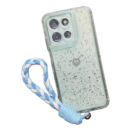 Funda Antigolpe Brillito Con Correa Para Moto G15 G17 Verde Clarito Brillito Correa