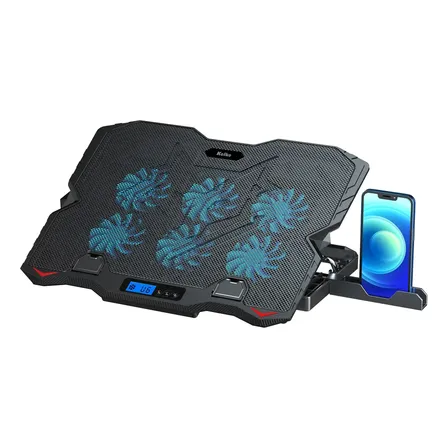 Base Cooler Notebook Kolke Kvc-770 Hasta 15.6 Pulgadas 6 Ventiladores Luces Rgb Silencioso Usb Soporte Celular Refrigera