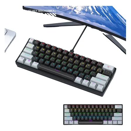 Teclado Mecánico Para Juegos Apayado K61 60% Con Cable Rgb Blackgrey-blueswitch Inglés Us