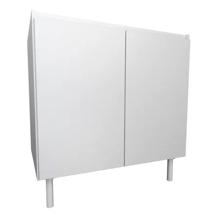 Mueble Bajo Mesada 1mt Cocina 2 Ptas Gola Melamina C/patas Blanco
