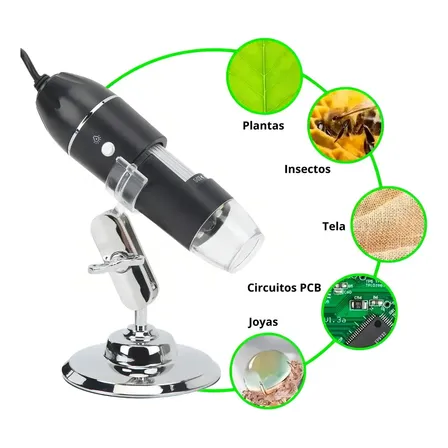 Microscopio Digital Usb 1000x, Cámara Con Zoom De 8 Led Para Negro