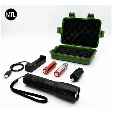 Mini Linterna Led Recargable Usb Tactica Mtl Qlq Power Style 1000lm Alcance 800m Estuche Plastico Modos Luz Emergencia Camping Seguridad Hogar Profesional Compacta Portatil Resistente Blanco Negro
