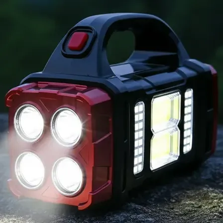 Linterna Farol Led Solar Recargable Camping White-red-1pc Negro-rojo