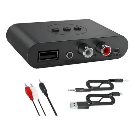 Adaptador Receptor Bluetooth 5.3 Rca Aux Usb Para Auto Y Parlantes Clásicos