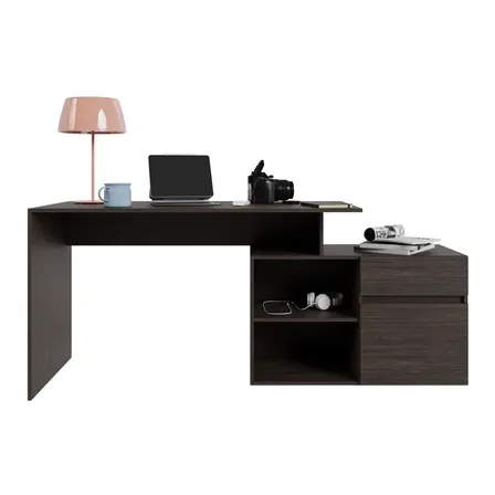 Escritorio Articulado Wengue Moderno Oficina 1 Cajon Recto O En L Funcional Flexible