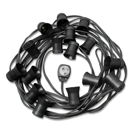 * 20 Mtrs Guirnalda Luces Intemperie Retro Vintage S/lampara Negro