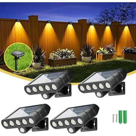 Lámpara Solar Estaca Pared Exterior X4 Negro