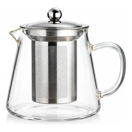 Tetera De Vidrio Térmico 550ml C/ Filtro Infusor Acero Inox. Transparente