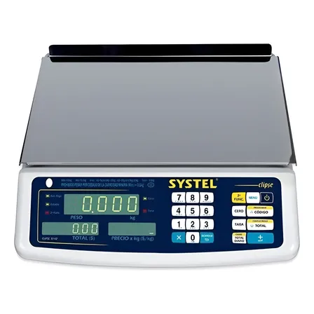 Balanza Comercial Systel Clipse 5kg Bandeja Acero Inox Led Blanco