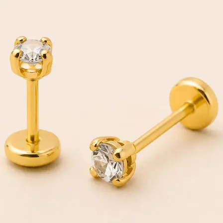 Aritos Corazón Oro 18k Abridores Mujer Hipoalergénicos Zirconita 3mm