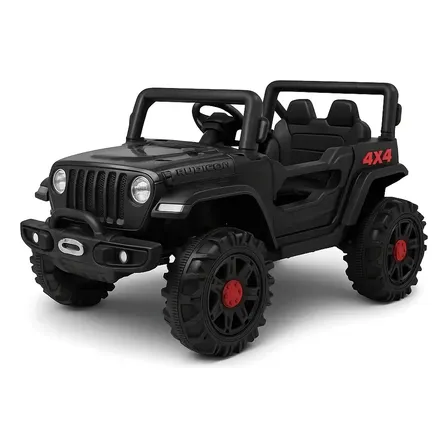 Utv Jeep A Bateria 12v Luces Sonidos Usb Control Cinturon Color Negro
