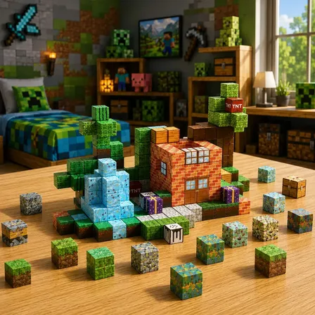 Bloques Magneticos 100 Piezas Cubos 2.5cm Imantados Niños Niñas Universo Pixel