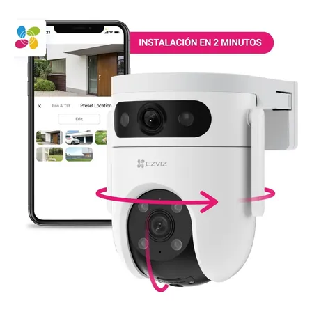 Cámara Seguridad Wifi H9c Doble Lente 3mp Exterior Blanco