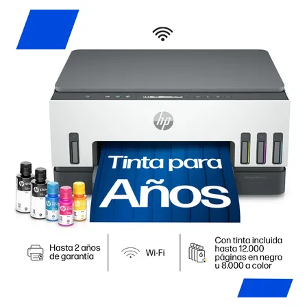 Impresora Multifuncional HP Smart Tank 720 Sistema Continuo a Color Wi-Fi Duplex (Doble Cara Automático)