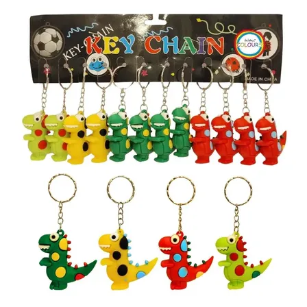 12 Llaveros Dinosaurio Dino Con Cadena Kawaii Blanco
