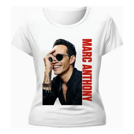 Remera Marc Anthony Pop Latino Diseños Dama Blanco M3 L Estampa Localizada
