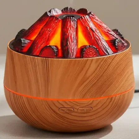 Difusor De Aromas Y Humidificador Fogata Con Luz Led Marrón