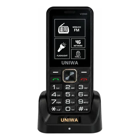 Celular Uniwa V2000 S.o.s. 4g + Base De Carga Para Adultos