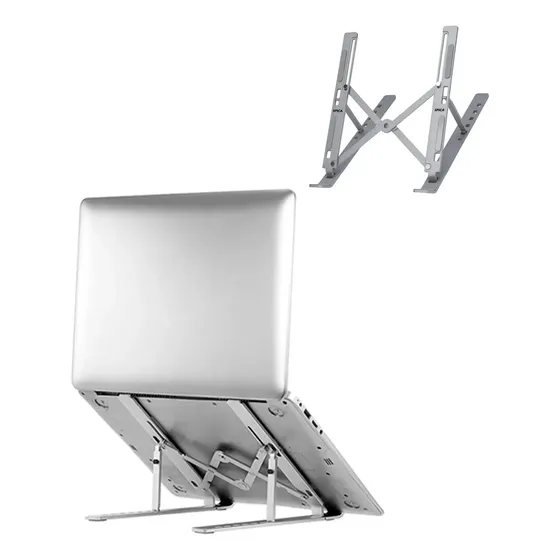 Soporte Universal Notebook Metal Aluminio SPICA COLM-02 Regulable Portatil Color Gris Claro
