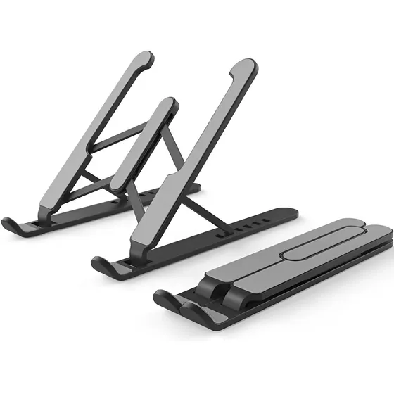 Soporte Notebook Plegable Regulable Plástico Y Aluminio Color Negro