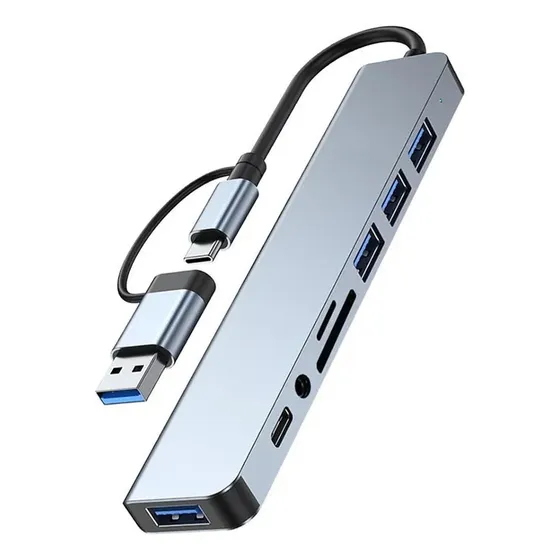 Adaptador Hub Usb Usb C 8 Puertos Usb 8-1 Multiplicador