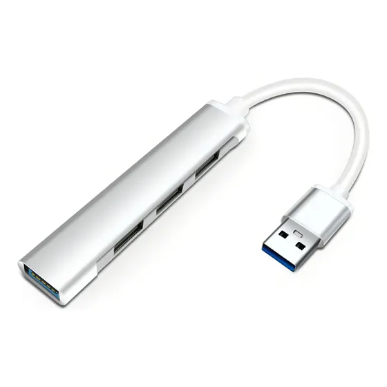 Hub Aluminio Usb 3.0 Multiplicador 4 Puertos Alta Velocidad Color Plateado