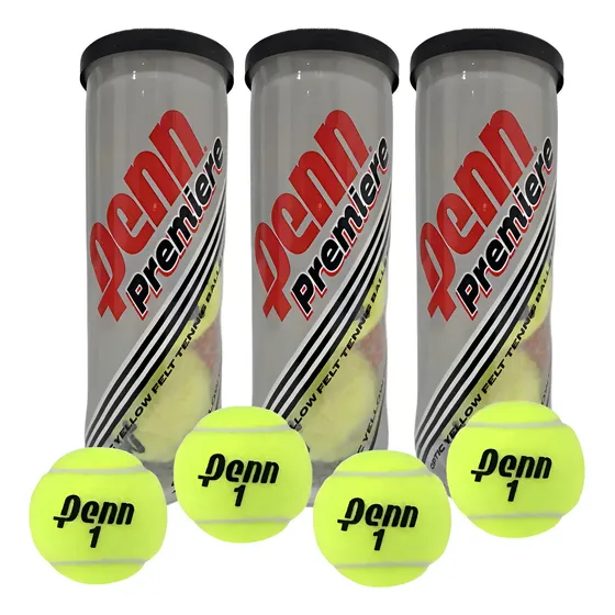 3 Tubos De 3 Pelotas De Tenis O Padel Penn Premiere Color Amarillo