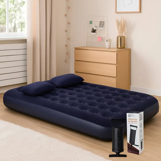 Colchon Inflable 2 Plazas + 2 Almohadas + Inflador + Parche