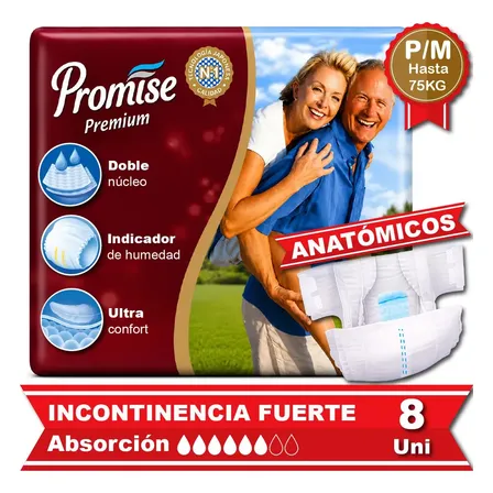 Pañales Para Adultos Anatómicos Promise Premium P/m X 8 Un
