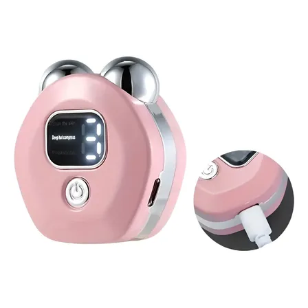 Masajeador Facial Rodillo Lifting Frio Calor Microcorriente Rosa