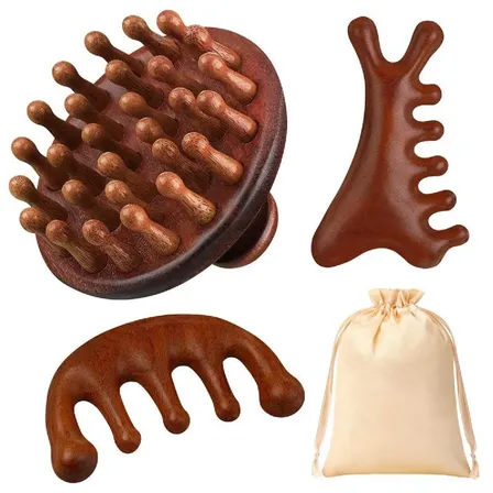 Set 3 Masajadores De Madera Para Cabeza Y Cuello M216-3pcs/set