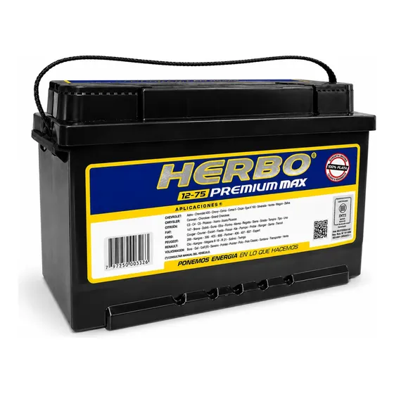 Bateria Herbo 12x75 Ah Premium Max Instalacion Sin Cargo