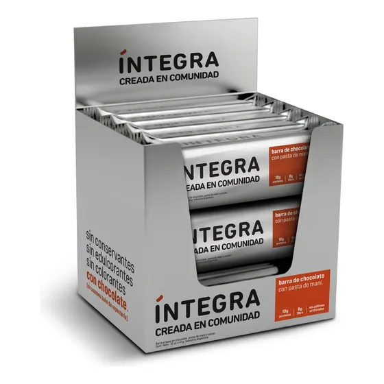 Barra De Chocolate Integra Pasta De Maní Pack 12 Unidades
