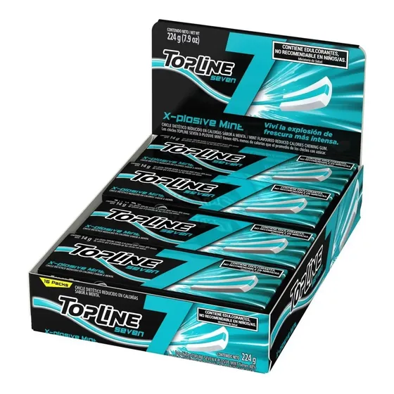 Pack x16 U Chicle Topline Seven Xplosive Mint