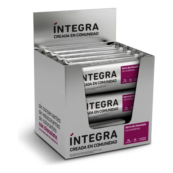 Barra De Chocolate Integra De Avellanas Pack X 12u