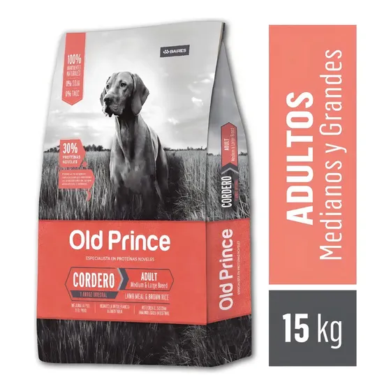 Old Prince Proteinas Noveles perro adulto mediano - grande Cordero x 15kg