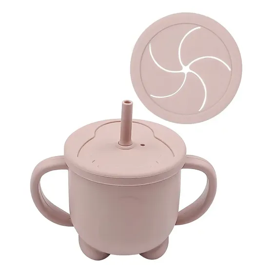 Vaso Silicona Doble Uso Antiderrame Baby Pops Con Sorbete y Contenedor Rosa
