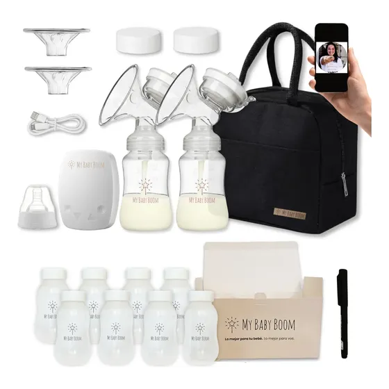 Combo Sacaleches Eléctrico Doble My Baby Boom + Botellas