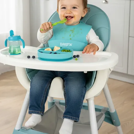 Silla De Comer Bebe 2 En 1 Portátil Alta Mesa Ajustable Celeste Dakota