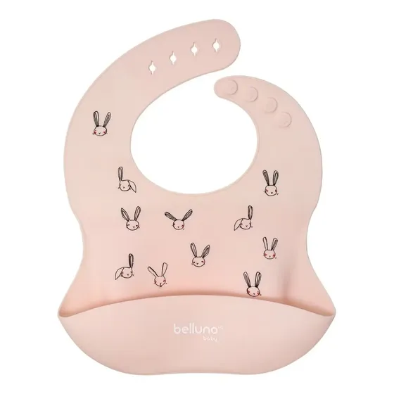 Babero Bebe Silicona Impermeable Bolsillo Melti Belluno Baby Conejo