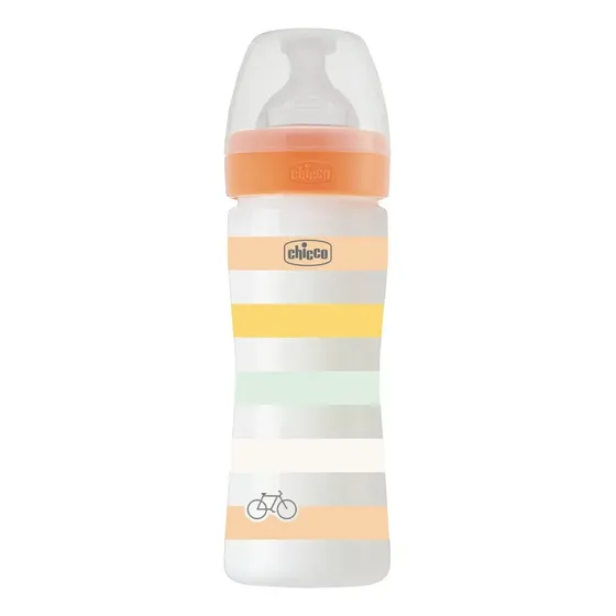Mamadera Silicona Chicco Wellbeing 250ml 2m+ F.medio Naranja