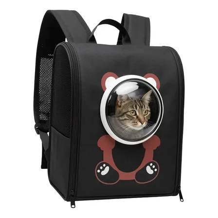 Mochila Cápsula Para Mascotas Grande Transpirable Y Portátil Negro