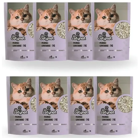 Pack Piedras Para Gatos Diatomea Absorbente Catynat 2kg X8